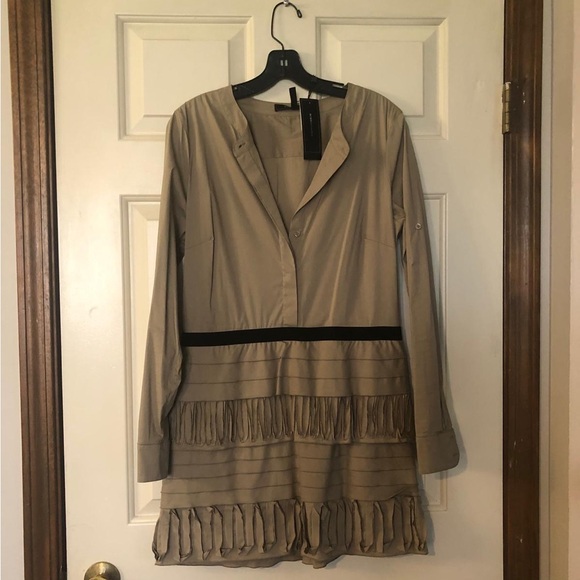 BCBG Tan Ruffle Dress - Picture 1 of 6